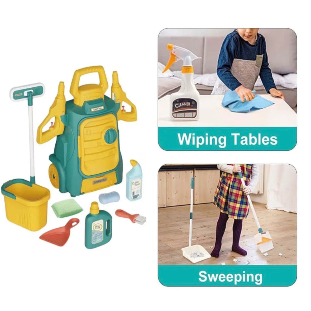 "Clean Time" Kids Cleaning Trolley Playset - Toys - OKO