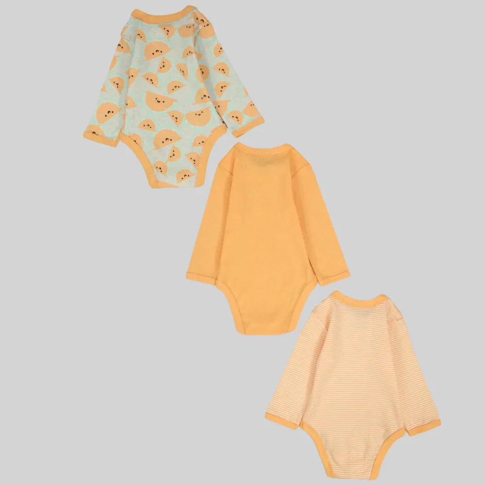 Multicolored Long-Sleeved Underwear Bodysuit (Pack Of 3) - Ourkids - Al Sayad