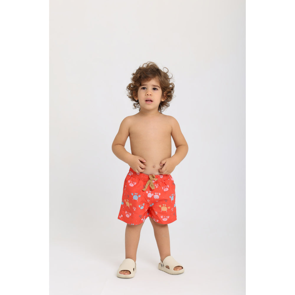 Baby Boys Swimsuit – Orange with Crabs Print - Clothing - Playmore
