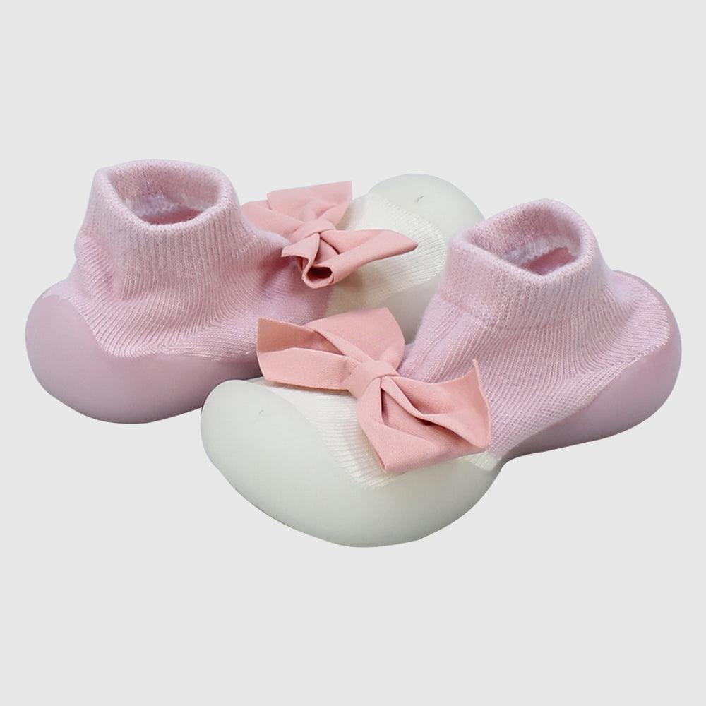 PINK BOW GRIPPER SLIPPER WINTER THICK COTTON BABY SOCKS - Ourkids - Bella Bambino