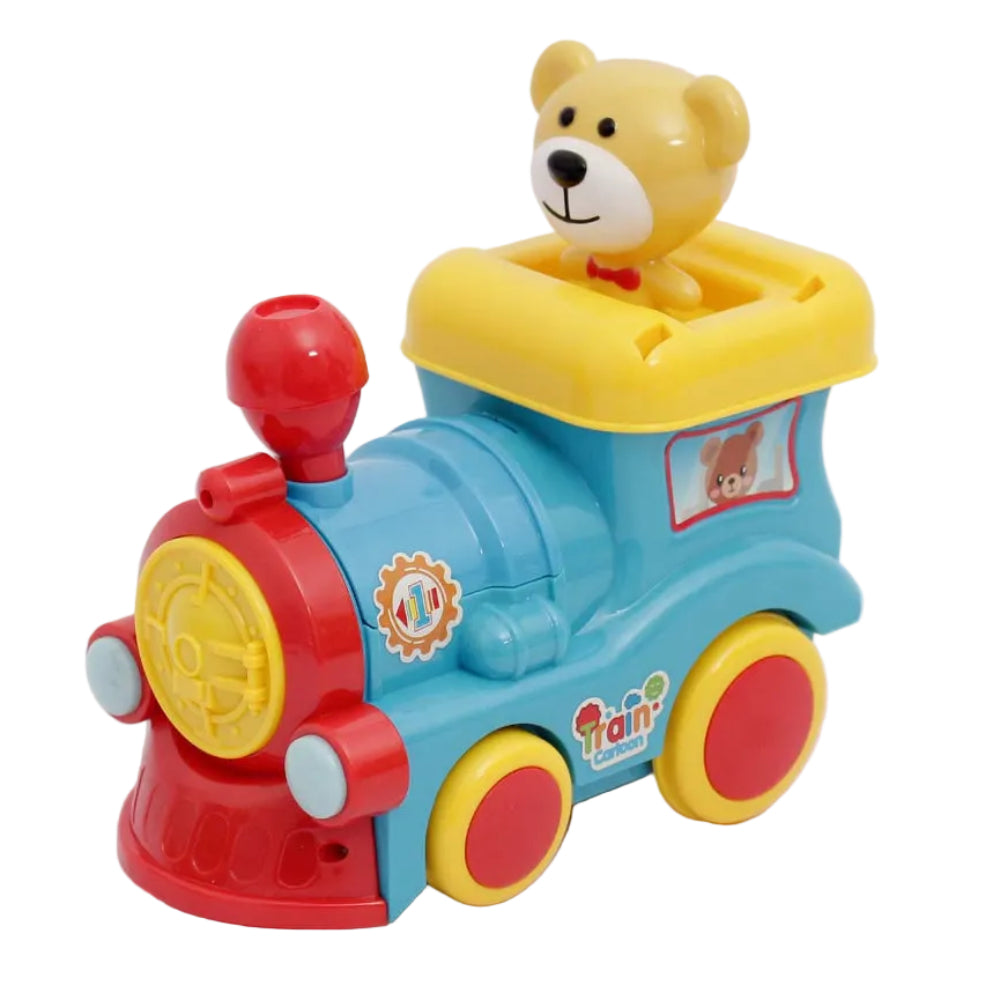 Cufan Musical Light-Up Cartoon Train with Teddy Bear Figure - Toys