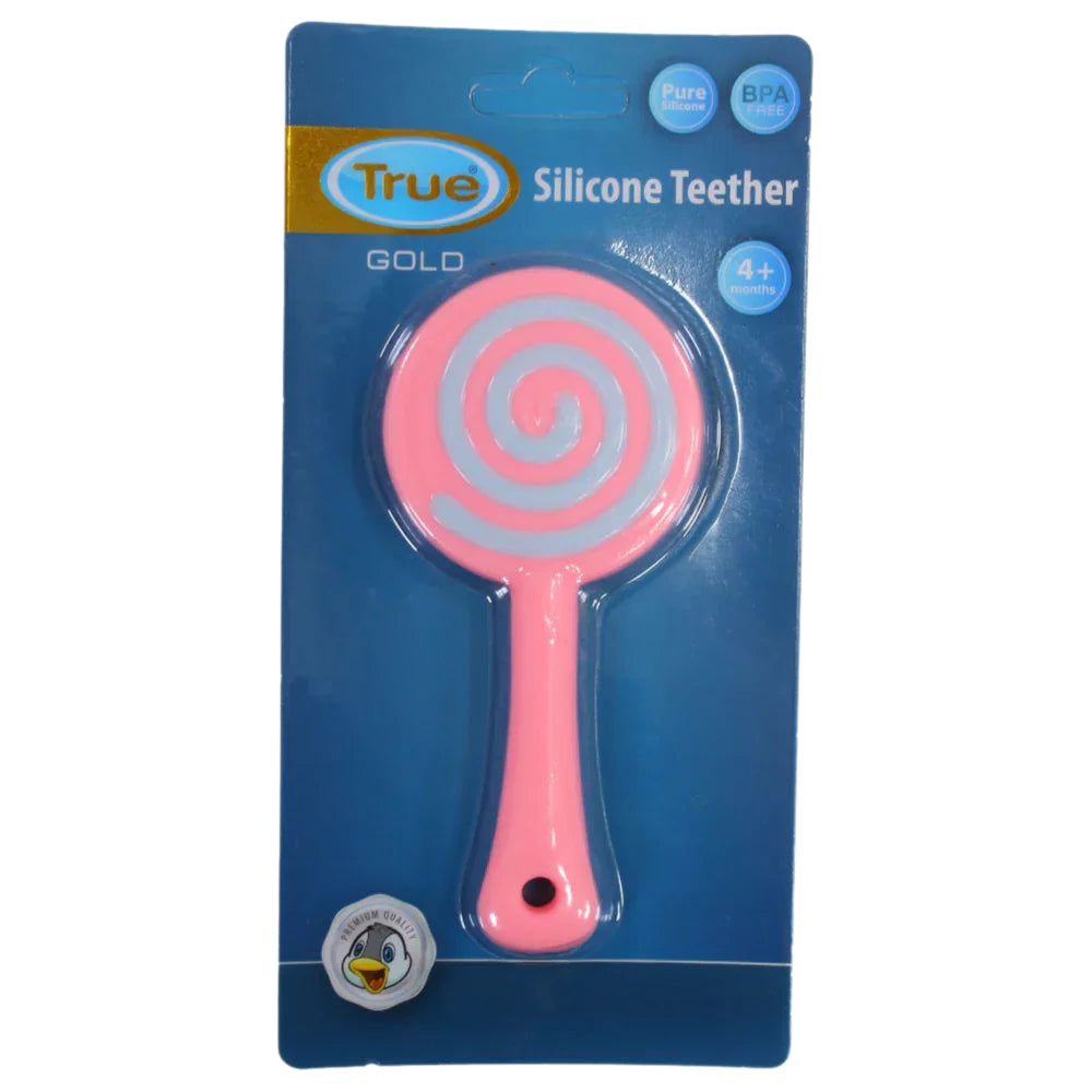 True Gold Silicone Teether – Pink Candy - Baby Essentials