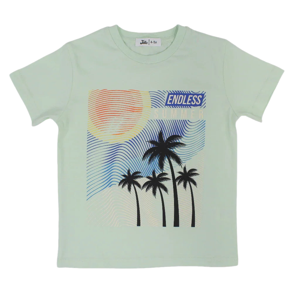 Boys Cotton T-Shirt – Mint with Endless Summer Design - Clothing - Jello
