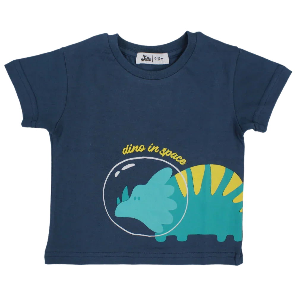 Baby Boys Short-Sleeved T-Shirt – Navy Dino in Space - Clothing - Jello
