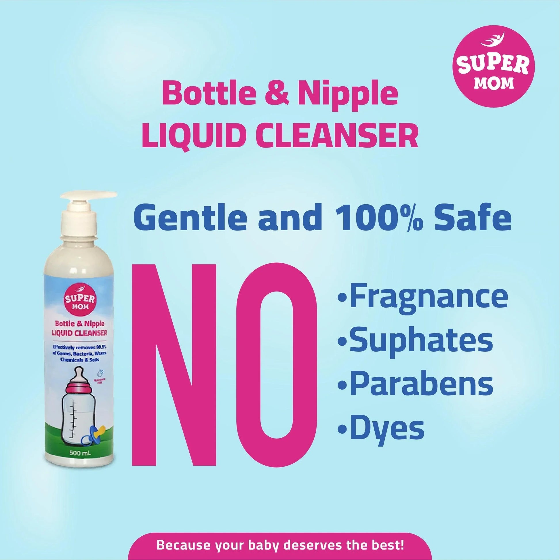 Super Mom Bottle & Nipple Cleaner Liquid - 500 ML - Ourkids - Super Mom