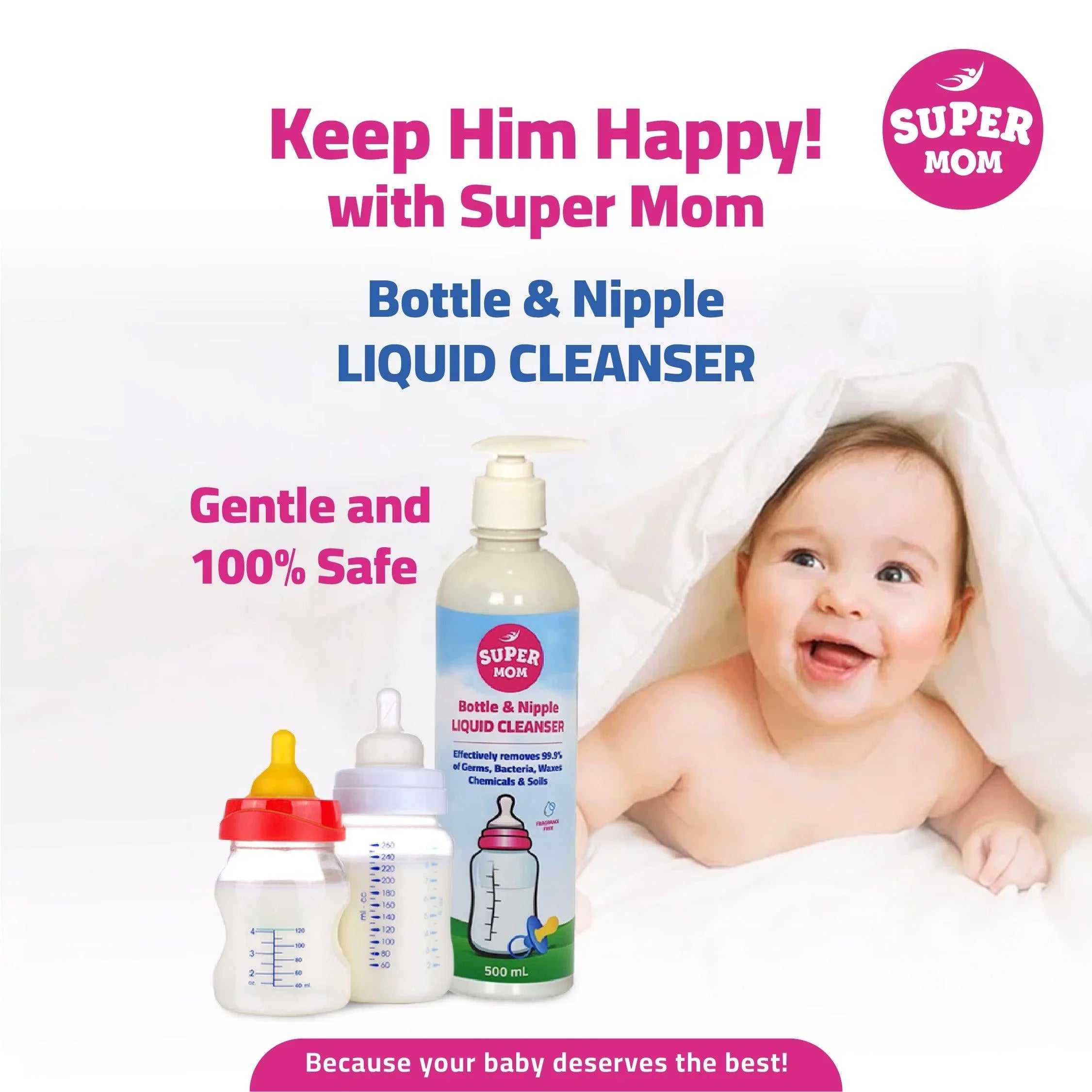 Super Mom Bottle & Nipple Cleaner Liquid - 500 ML - Ourkids - Super Mom