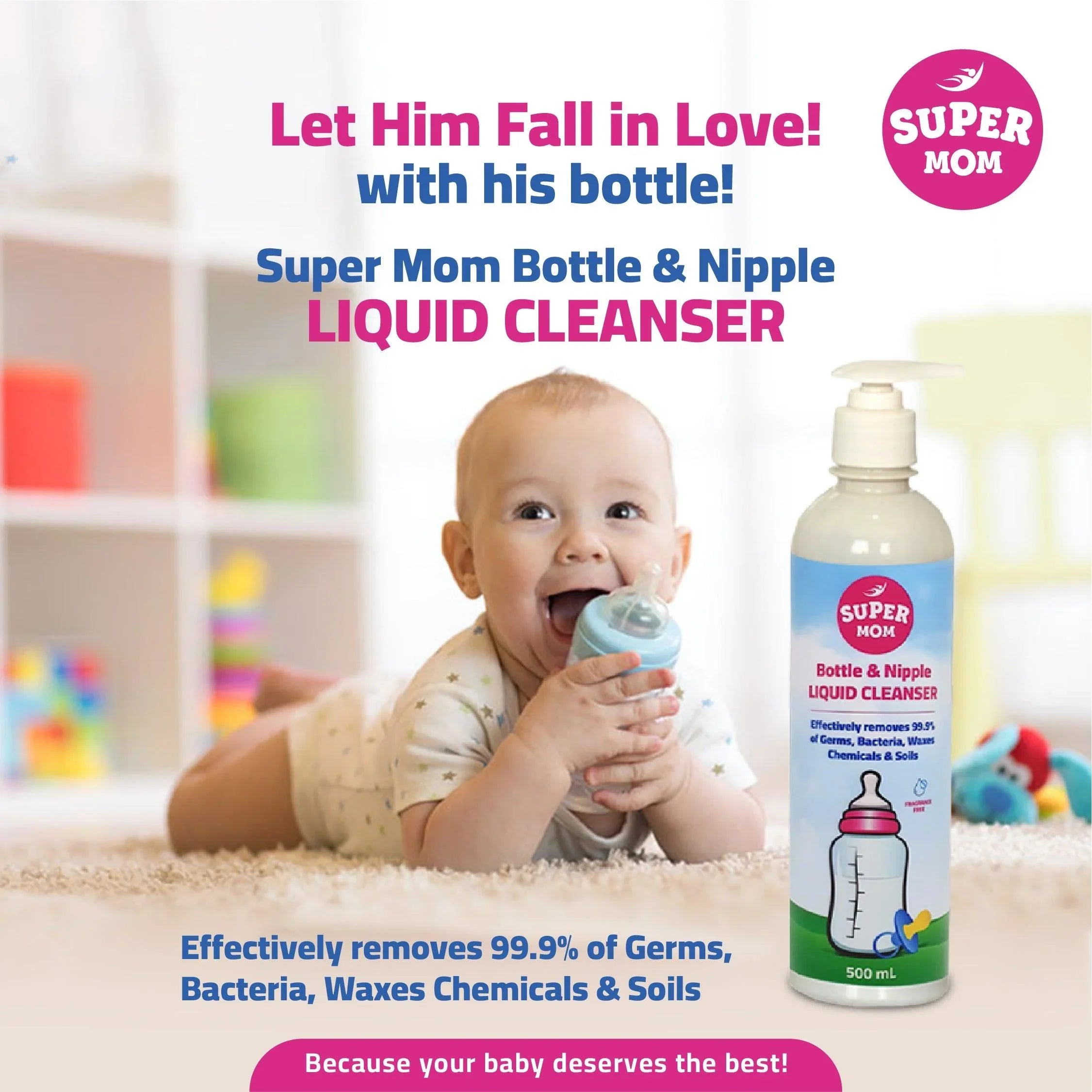 Super Mom Bottle & Nipple Cleaner Liquid - 500 ML - Ourkids - Super Mom