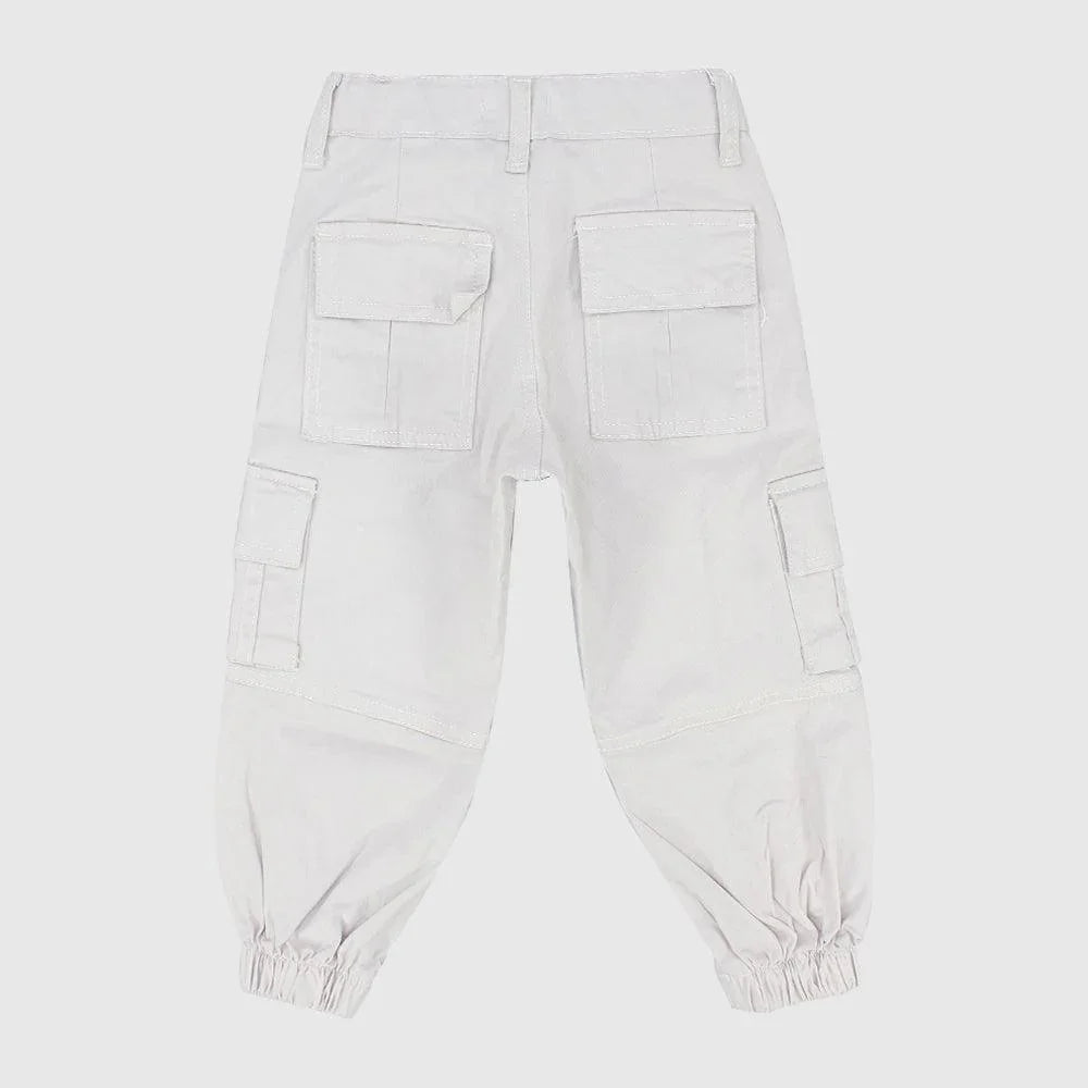 Unisex Beige Gabardine Cargo Pants - Ourkids - Playmore