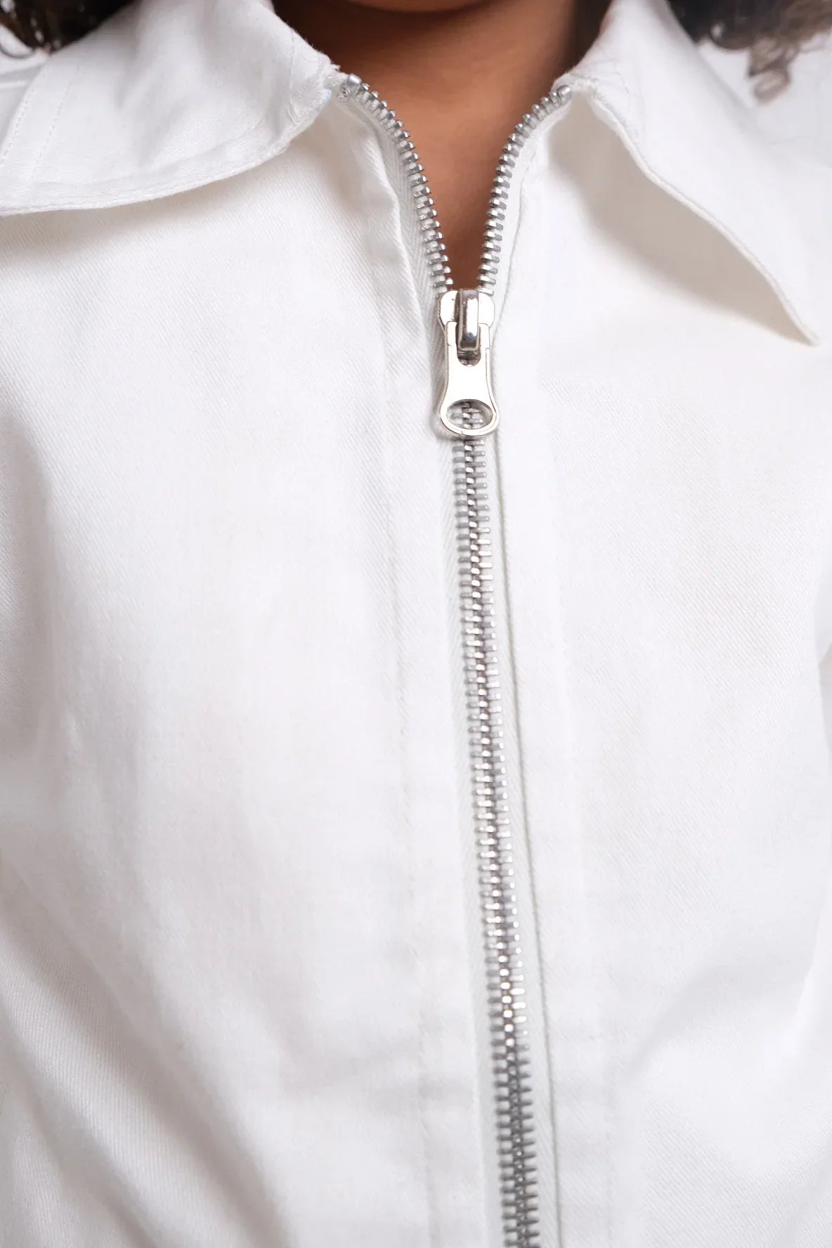Unisex White Long-Sleeved Gabardine Jacket - Ourkids - Playmore