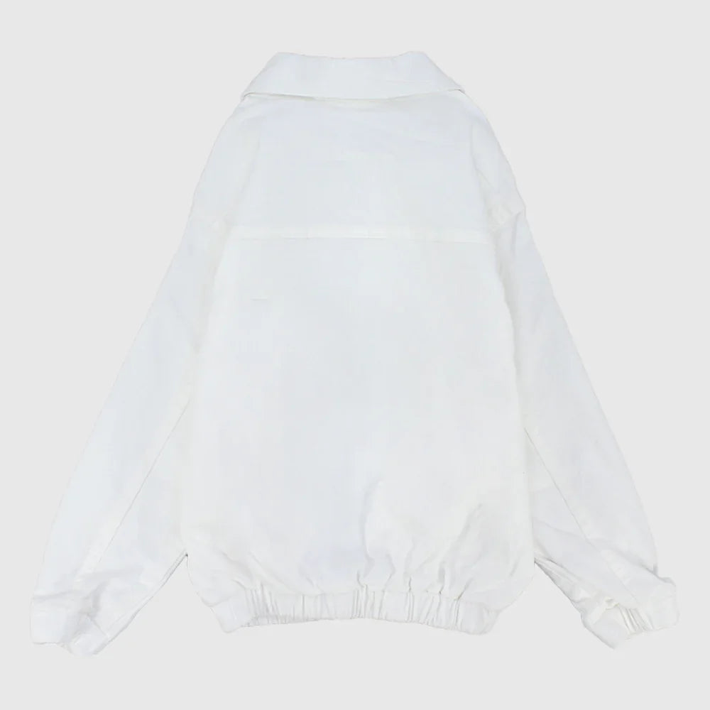 Unisex White Long-Sleeved Gabardine Jacket - Ourkids - Playmore