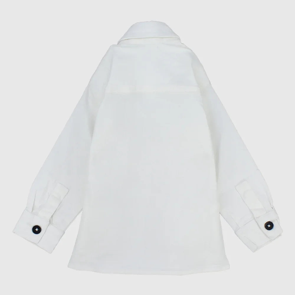 Unisex White Long-Sleeved Overshirt - Ourkids - Playmore