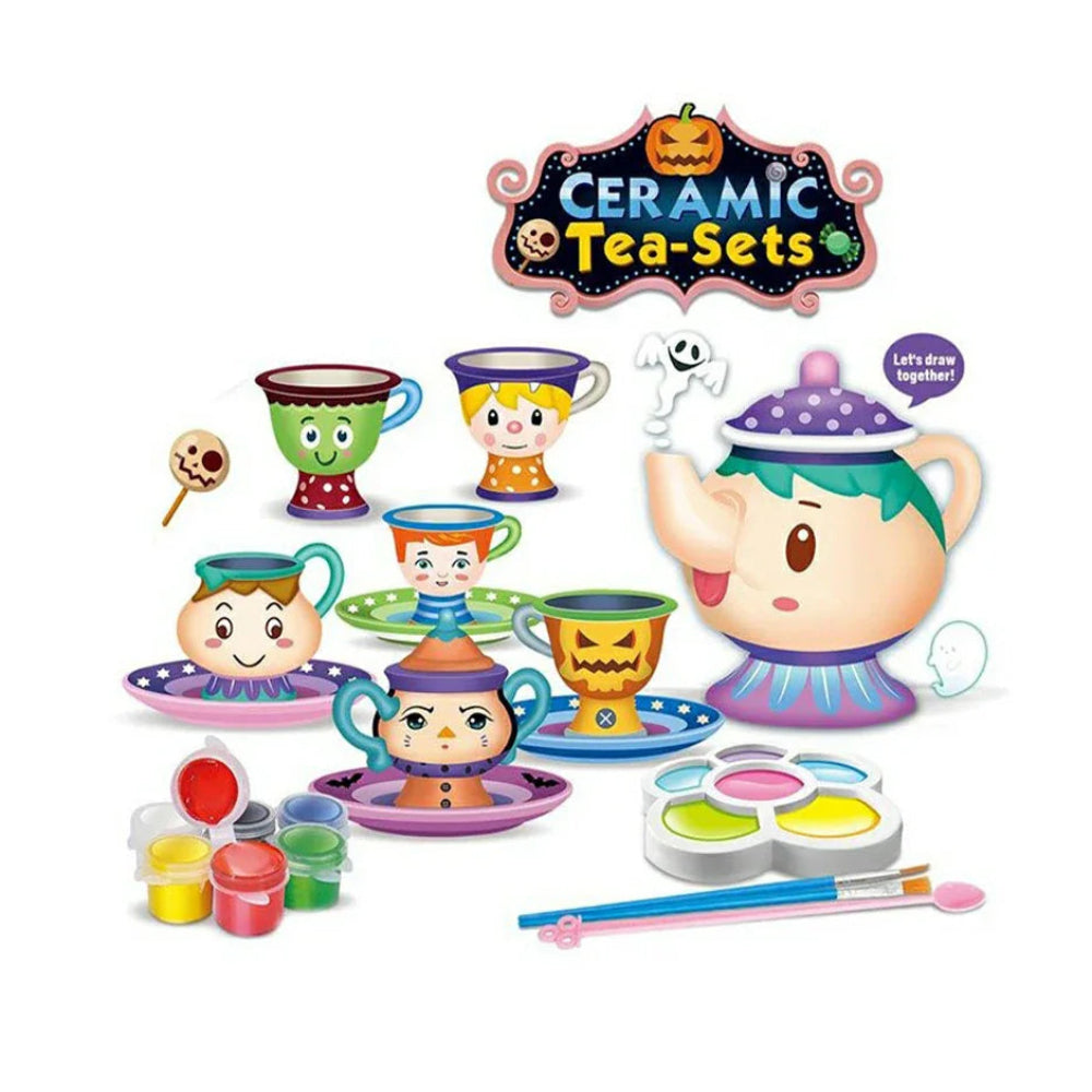 Ceramic Tea Set Painting Kit – 18 Pcs - Toys - For Kids