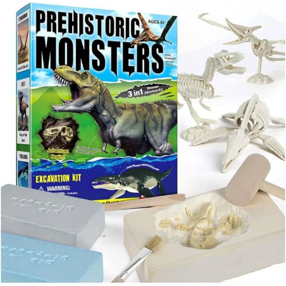 Prehistoric Monsters 3-in-1 Dinosaur Excavation Kit