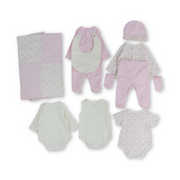 Baby Girls Cotton Gift Clothing Set – Pink & Off-White - Pompelo