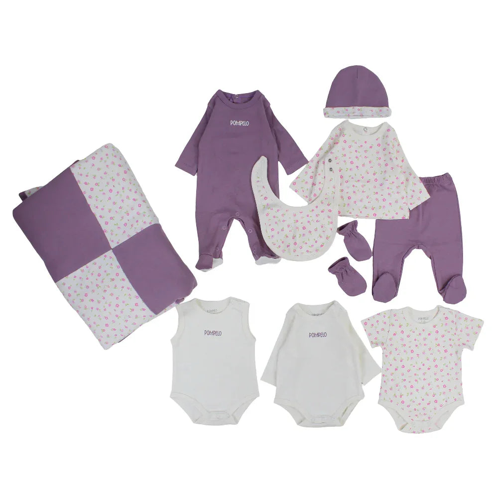 Baby Girls Cotton Clothes Gift Box – 9 Pcs (0-3m) - Clothing - Pompelo