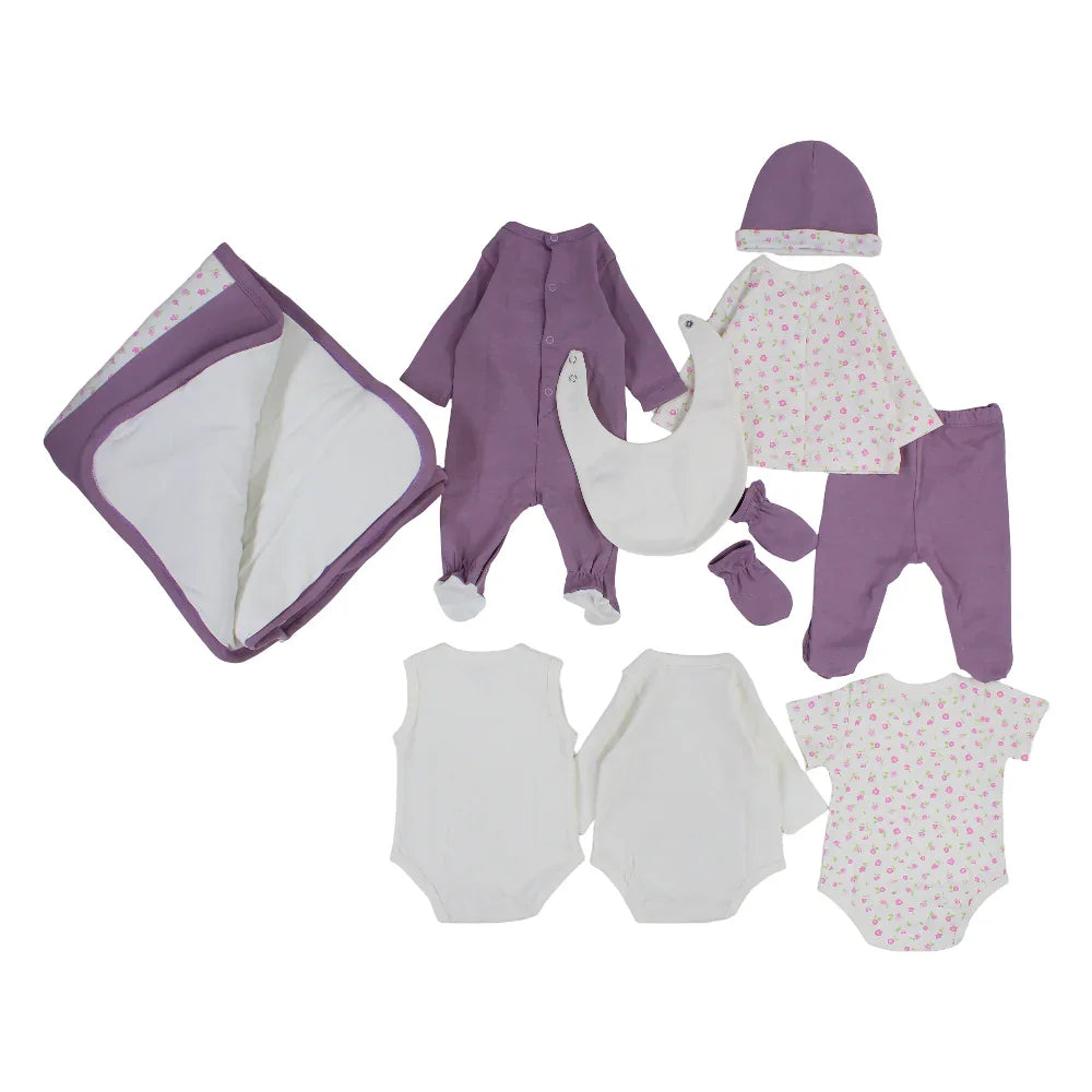 Baby Girls Cotton Clothes Gift Box – 9 Pcs (0-3m)