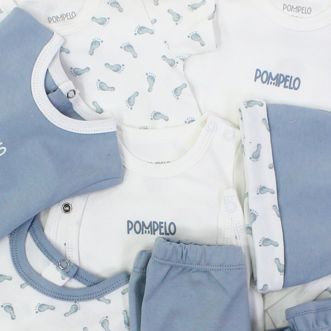 Baby Boys Cotton Gift Clothing Set – Blue & Off-White