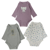 Cute Elephant Long-Sleeved Bodysuit (Pack Of 3)