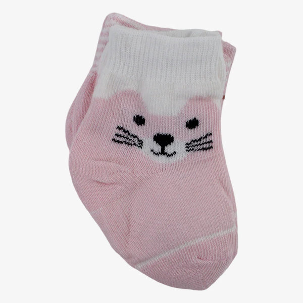 Unisex Baby  Cotton Socks - Multicolor with Cat Print