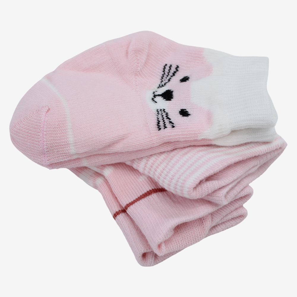 Unisex Baby  Cotton Socks - Multicolor with Cat Print