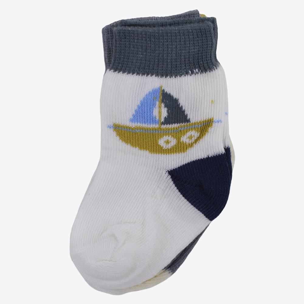 Unisex Baby Cotton Socks - Multicolor with Whale Print