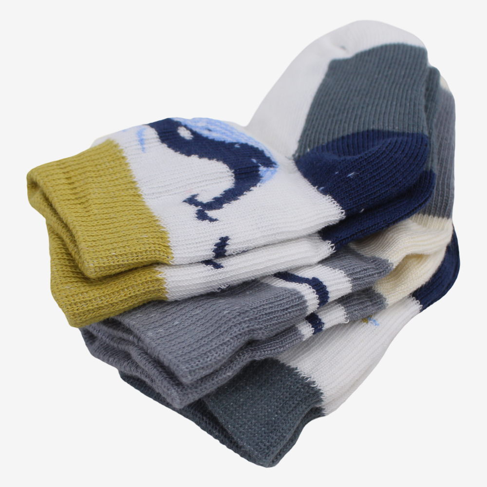 Unisex Baby Cotton Socks - Multicolor with Whale Print