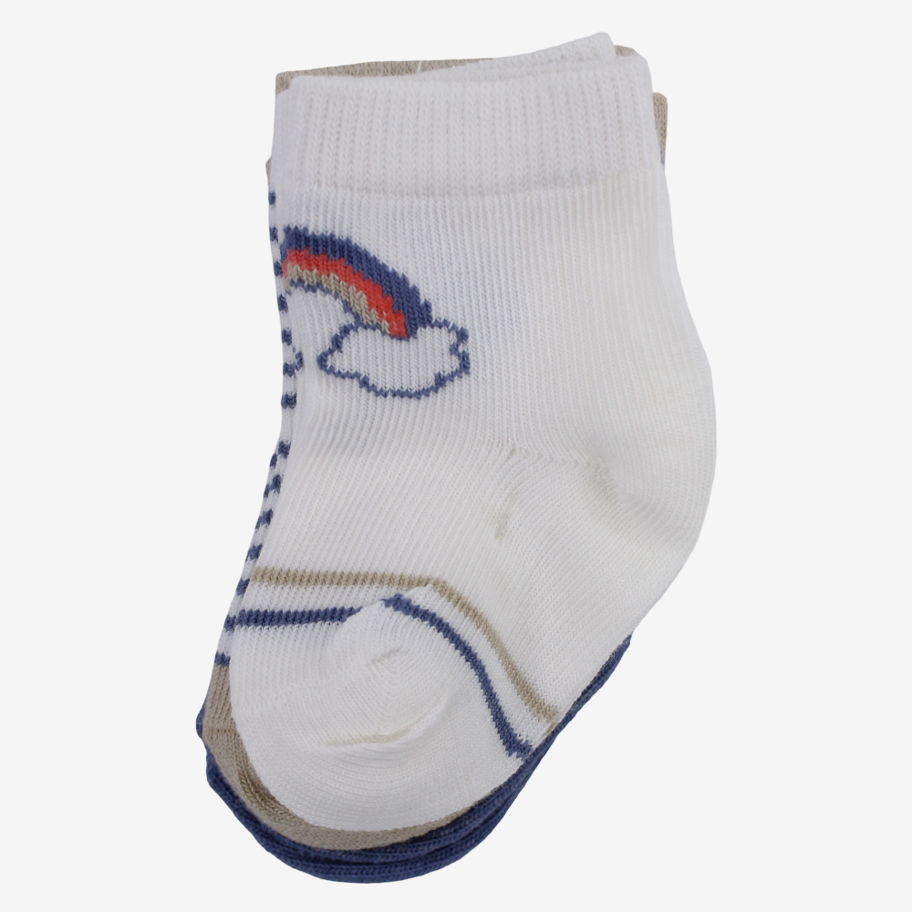 Unisex Baby Cotton Socks - Multicolor with Sun Print