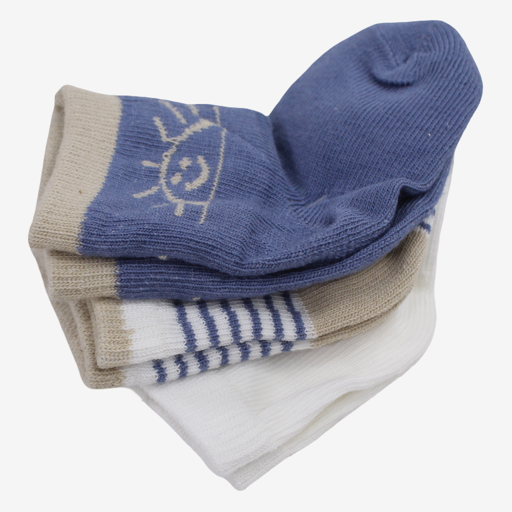 Unisex Baby Cotton Socks - Multicolor with Sun Print