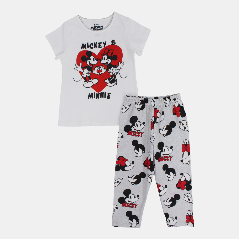 Girls Cotton Pajama Set – Mickey & Minnie Mouse
