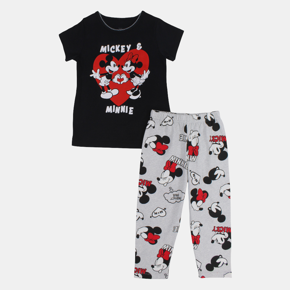 Girls Cotton Pajama Set – Mickey & Minnie Mouse