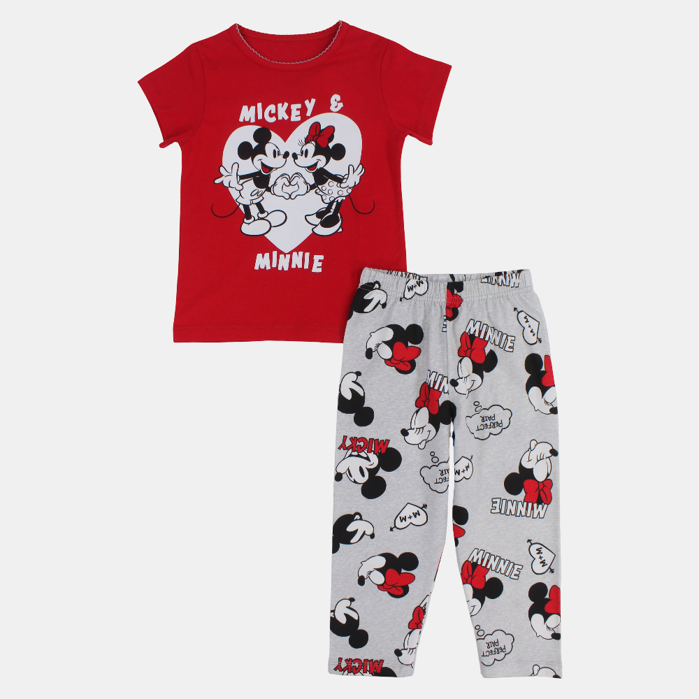 Girls Cotton Pajama Set – Mickey & Minnie Mouse