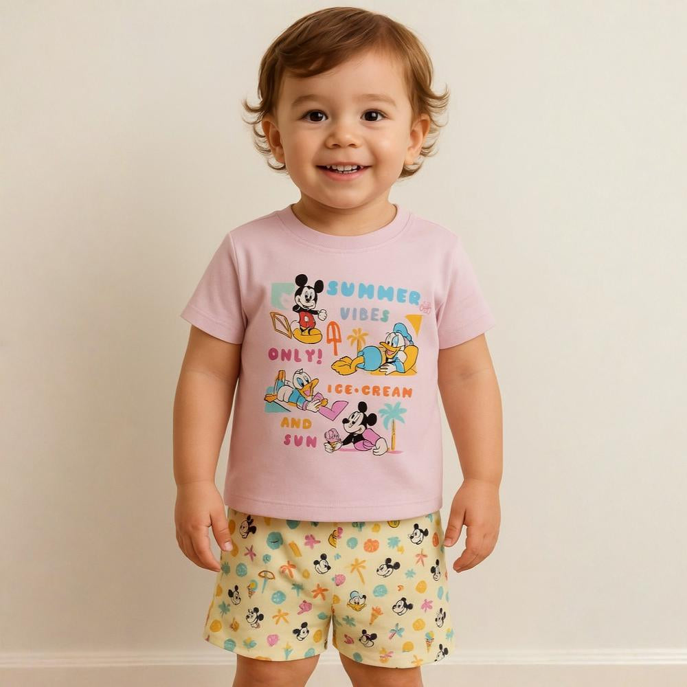 Baby Girls Cotton Pajama – Mickey Mouse & Friends Print