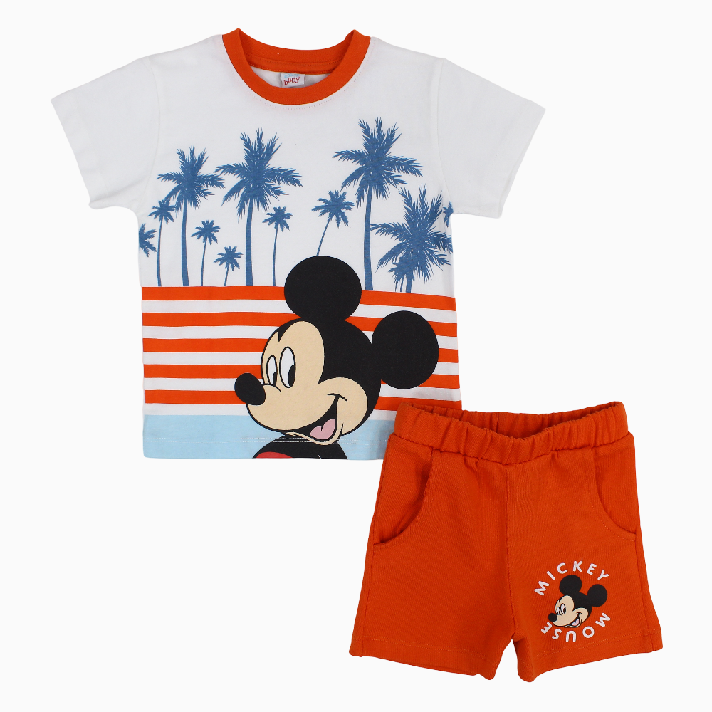 Baby Boys Cotton Pajama Set – Mickey Mouse Print