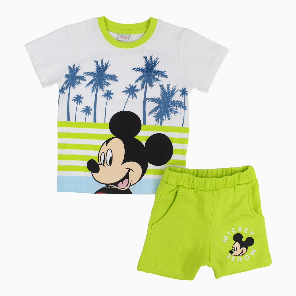 Baby Boys Cotton Pajama Set – Mickey Mouse Print