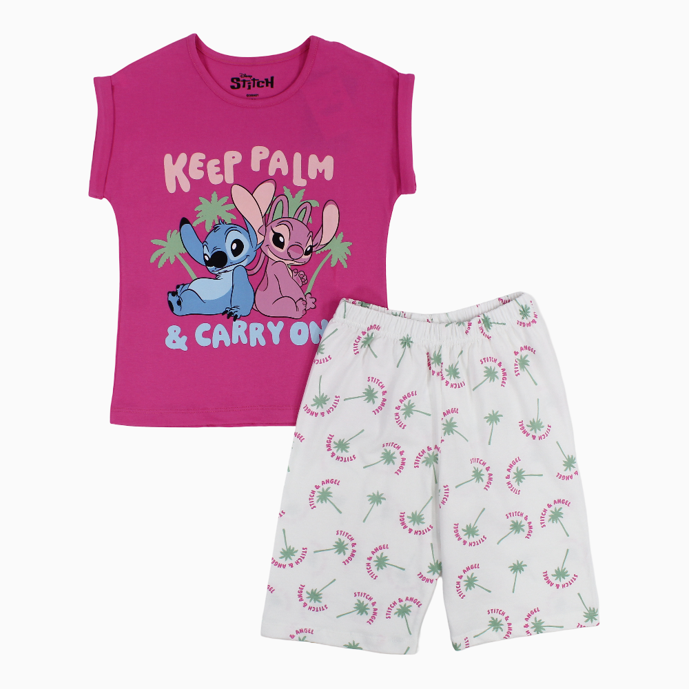 Girls Cotton Pajama Set – Lilo & Stitch Print