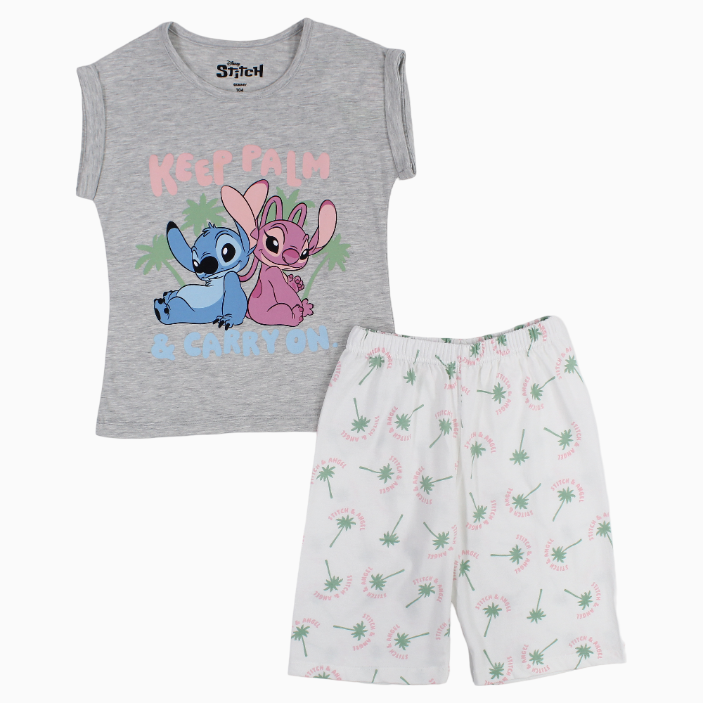 Girls Cotton Pajama Set – Lilo & Stitch Print
