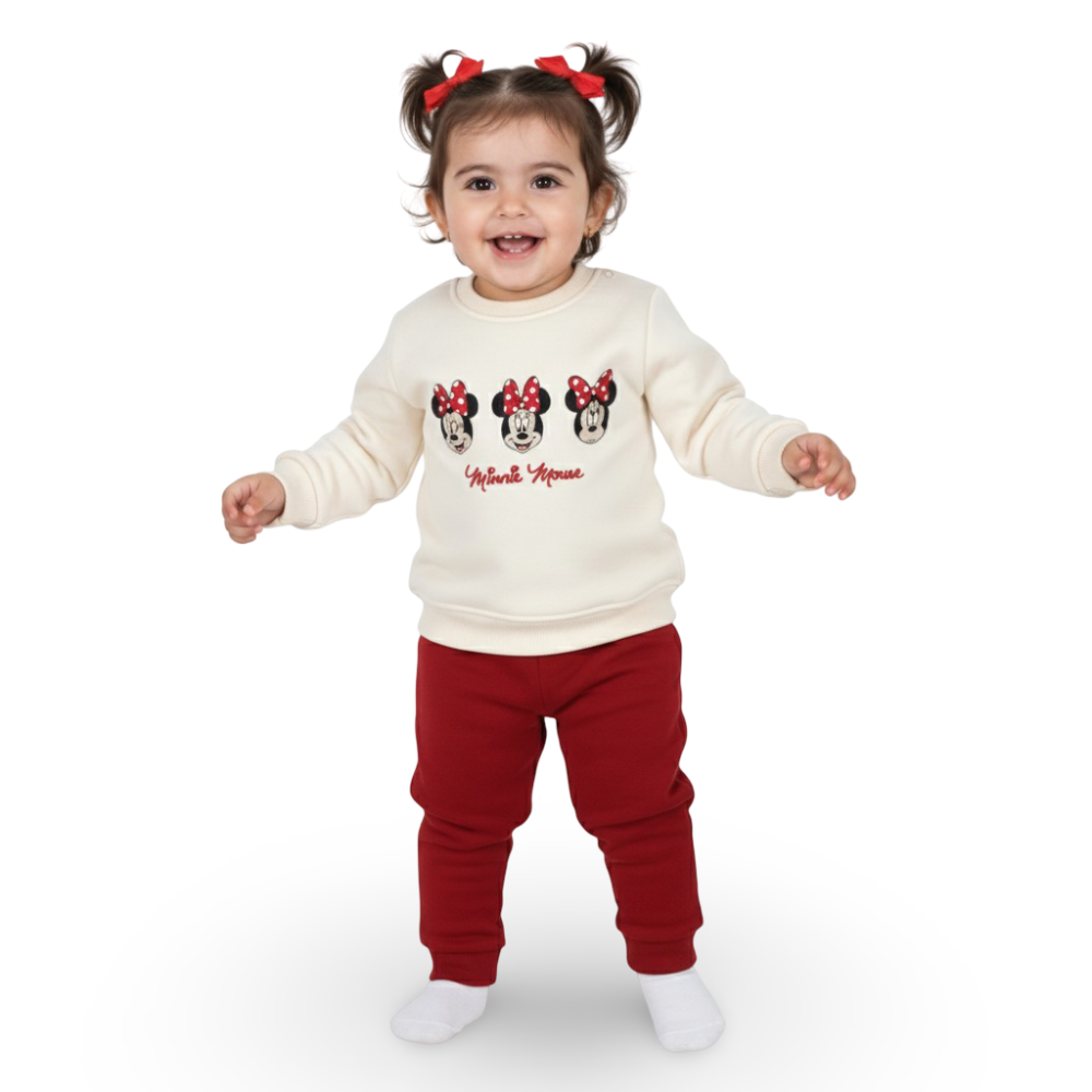 Girls Cotton Pajama Set – Minnie Mouse Design