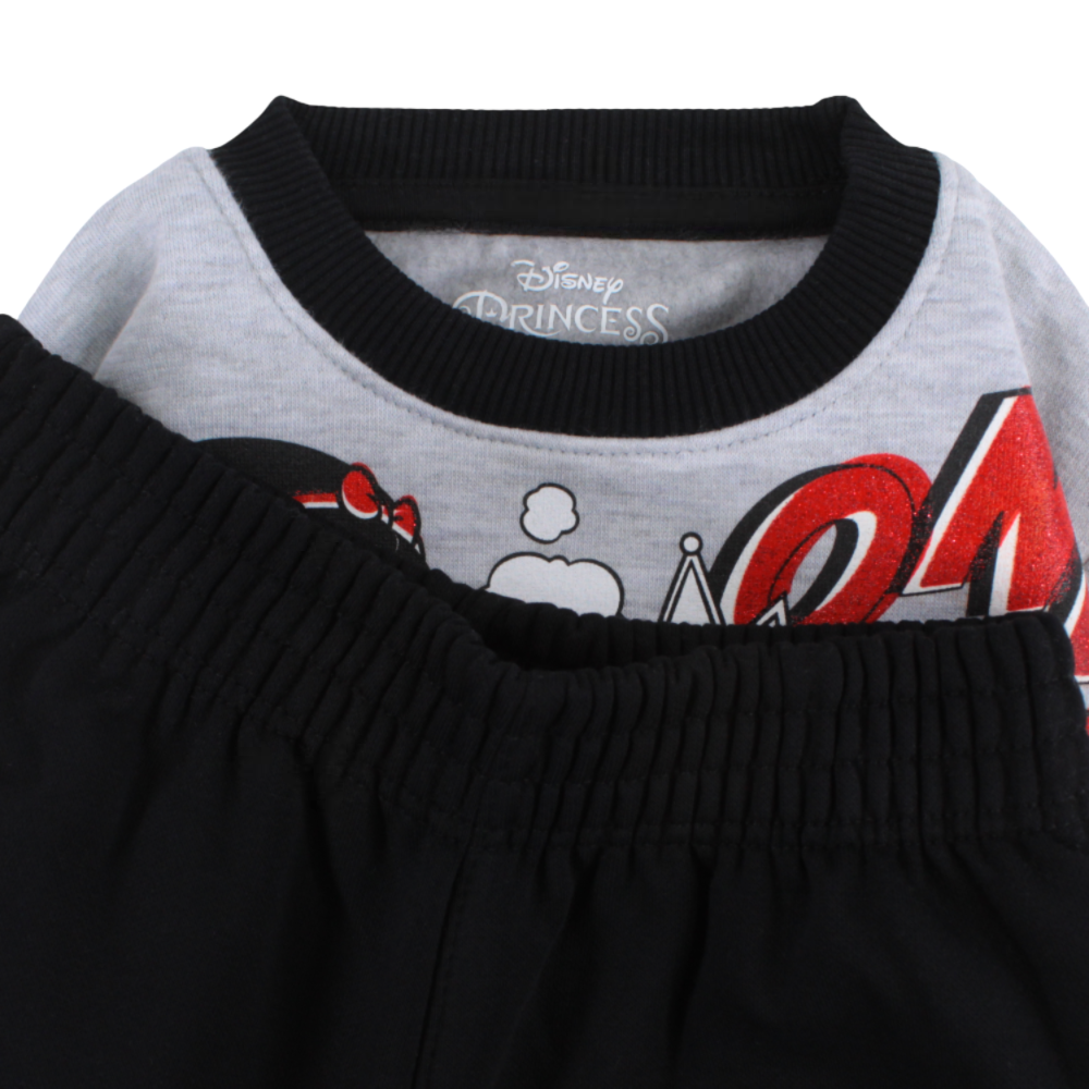 Girls Cotton Pajama Set - Grey with Snow White Design