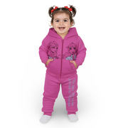 Girls Cotton Pajama Set – Fuchsia with Frozen Design