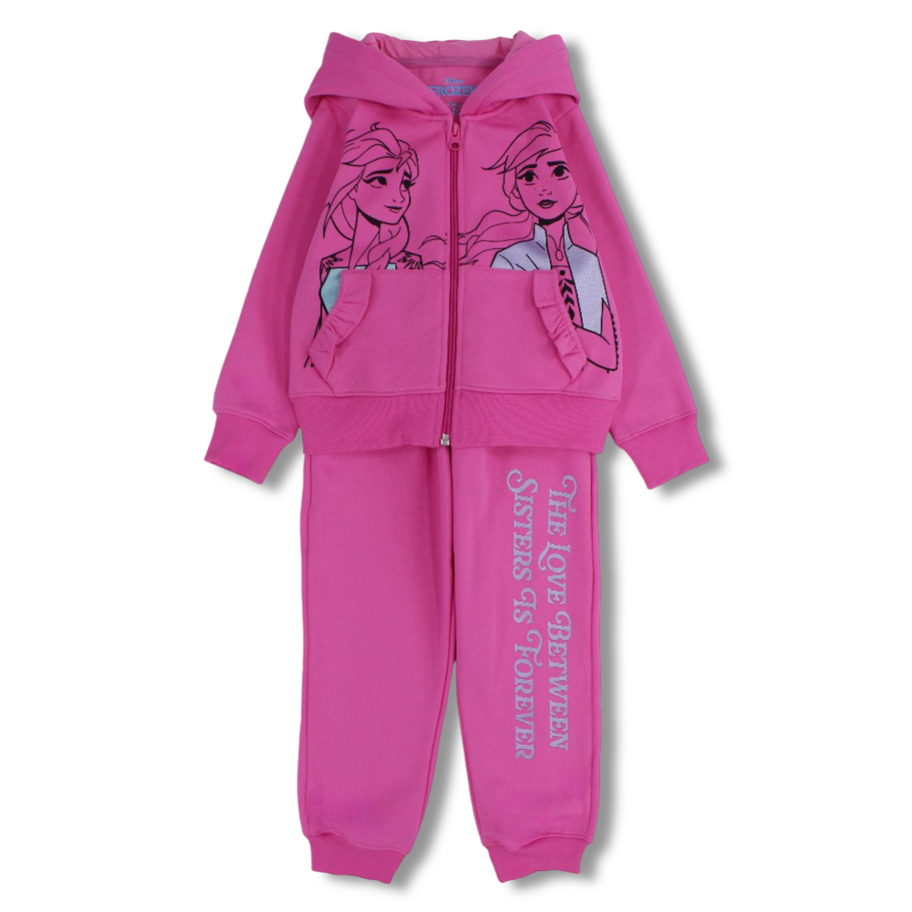 Girls Cotton Pajama Set – Fuchsia with Frozen Design