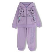 Girls Cotton Pajama Set – Purple with Frozen Design