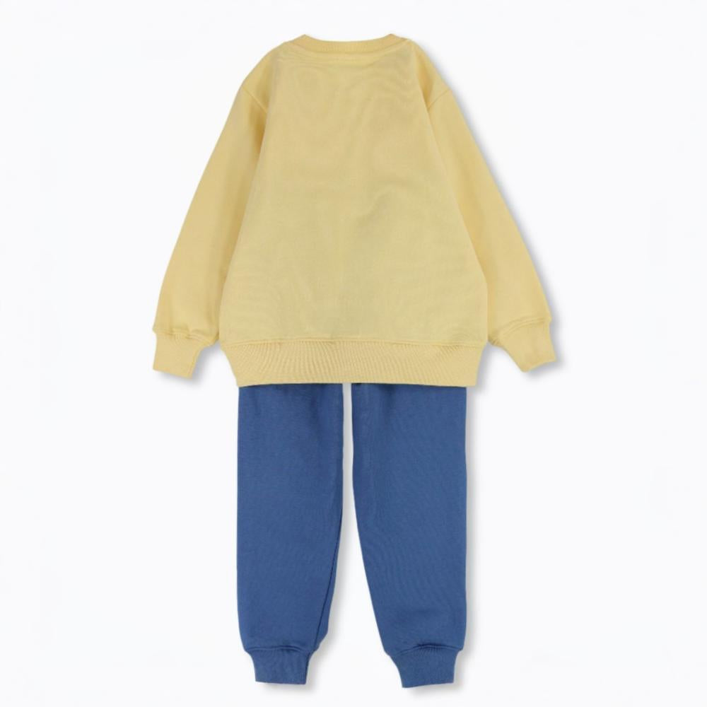 Boys Cotton Pajama Set – Yellow & Indigo with “Goofy“ Design