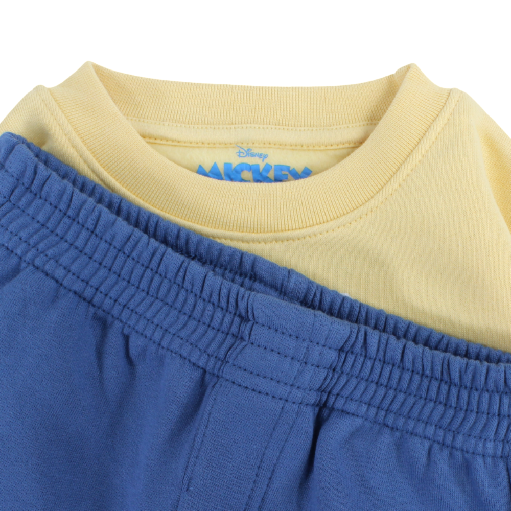 Boys Cotton Pajama Set – Yellow & Indigo with “Goofy“ Design