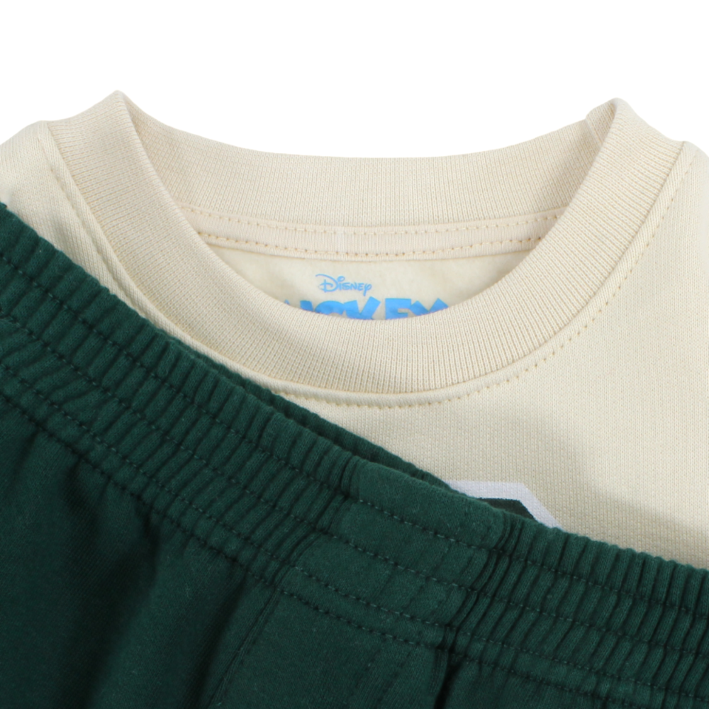 Boys Cotton Pajama Set – Beige & Green with “Goofy“ Design