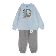 Boys Cotton Pajama Set – Baby Blue & Grey with “Goofy“ Design