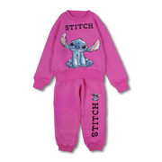 Girls Cotton Pajama Set – Fuchsia with Stitch Design