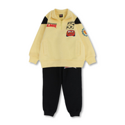 Boys Cotton Pajama Set – Yellow & Black with Cars “Team 95“ Print
