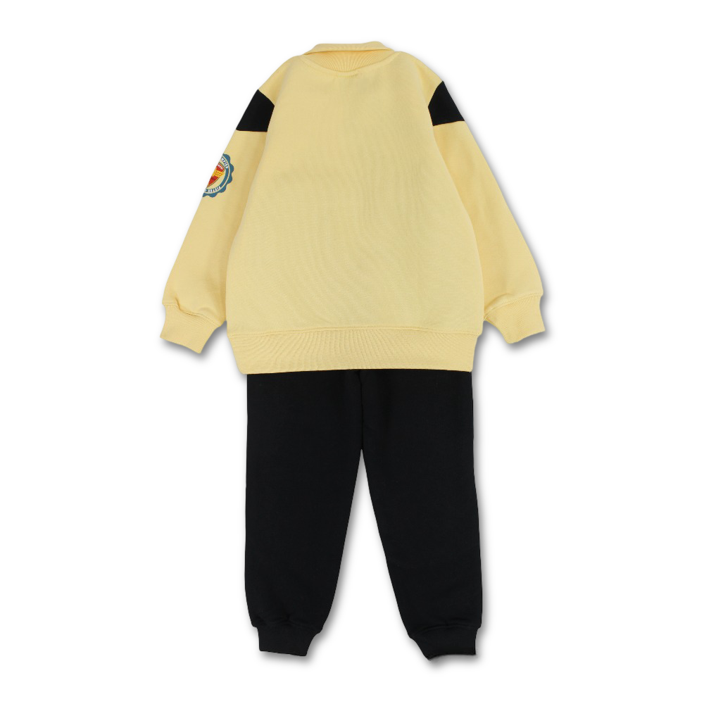 Boys Cotton Pajama Set – Yellow & Black with Cars “Team 95“ Print