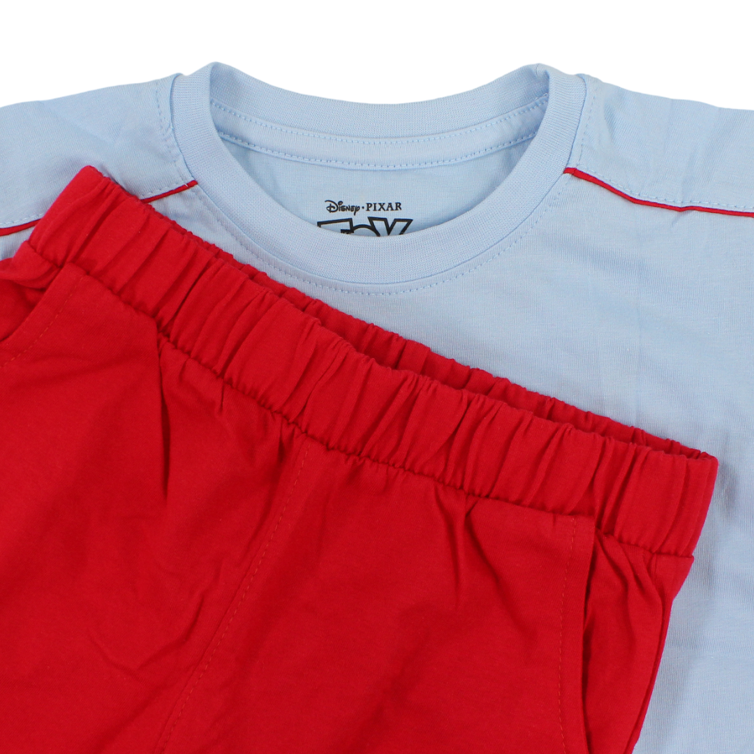 Boys Cotton Pajama – Baby Blue & Red with Toy Story Print