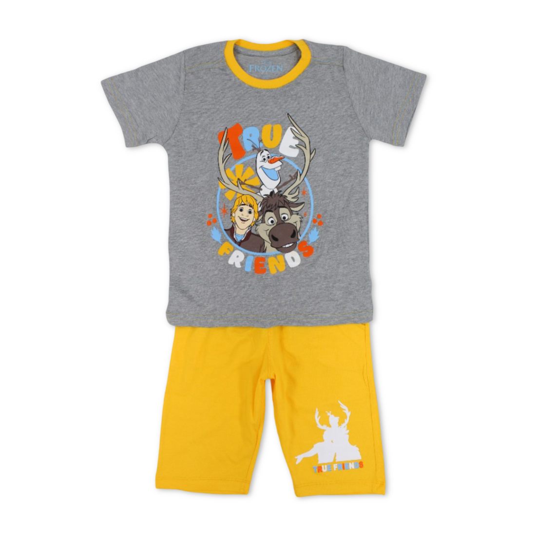 Boys Cotton Pajama – Grey & Yellow with Olaf Print - Clothing - Morenella